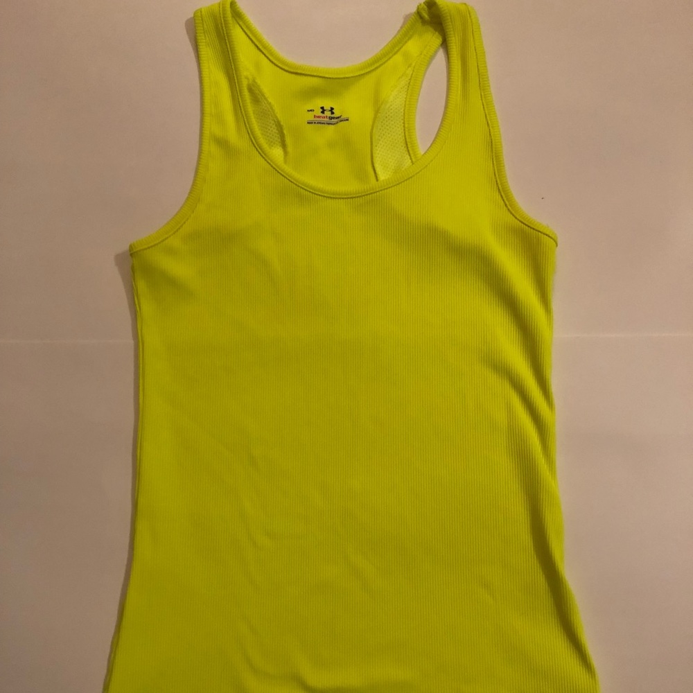 Neon yellow, Under Armour tank top. Medium.